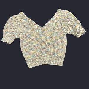 Lush Multicolor Spacedye Knit V-Neck Sweater